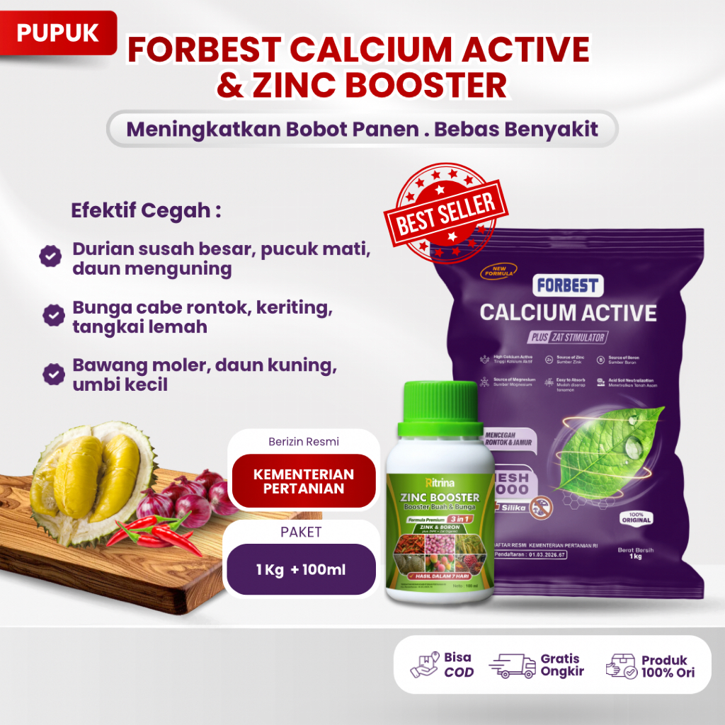New Forbest Calcium Active & Ritrina Zincbooster - Pupuk Kalsium, Zinc, & NPK - Bantu Atasi Bunga Ro