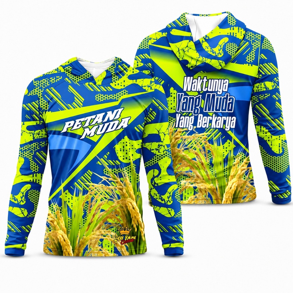 Jersey Petani Muda Kaos Petani Sawah Topi Lengan Panjang Full Printing Terbaru