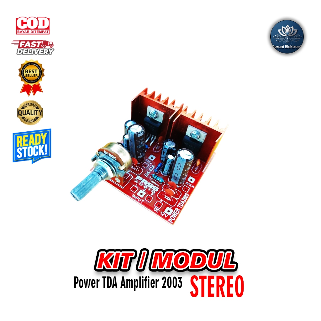 Kit Power Amplifier Speaker Aktif Stereo TDA 2003 12V DC / KIT TDA 2003 STEREO