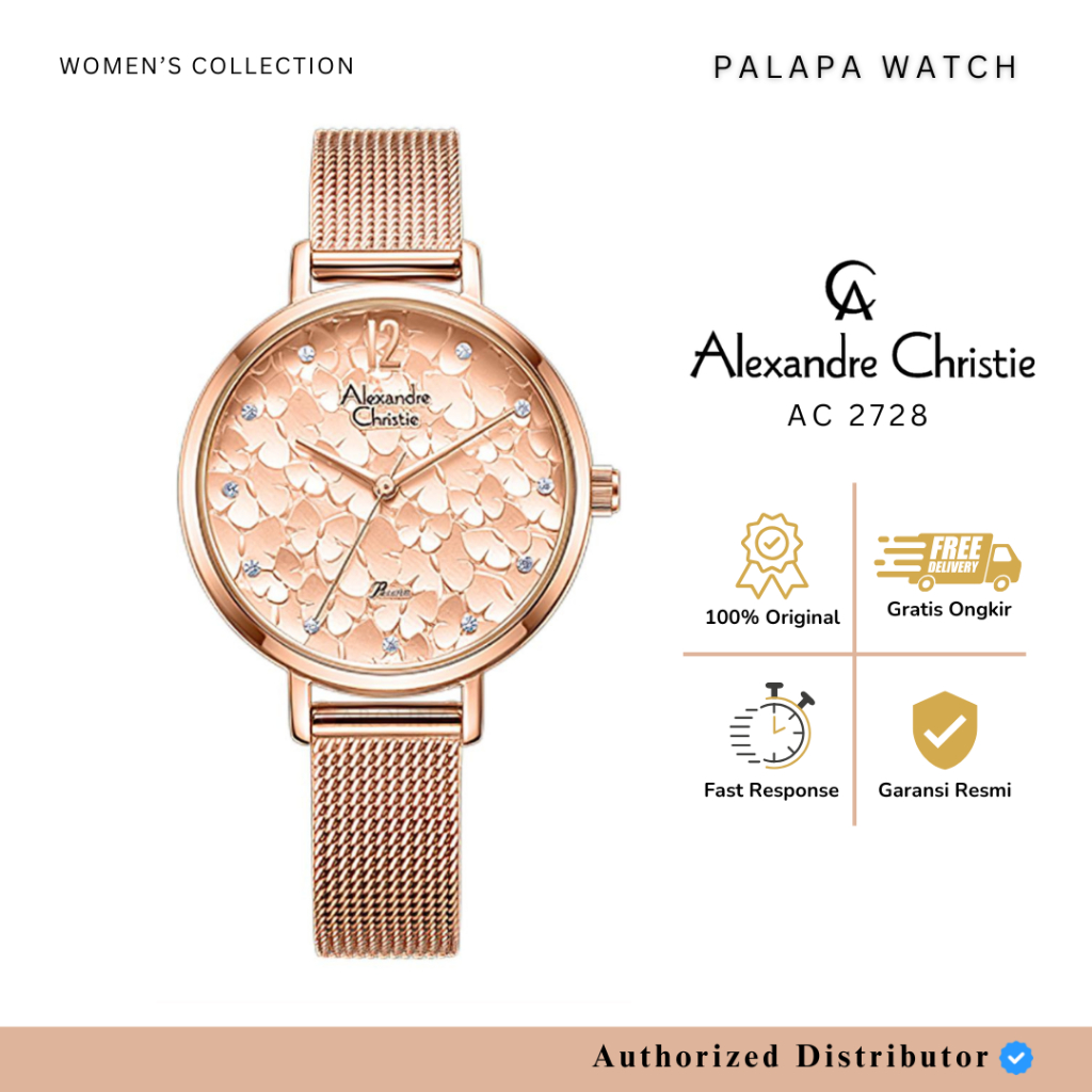 Jam Tangan Wanita Alexandre Christie AC 2728 / ac2728 Full Rosegold Original