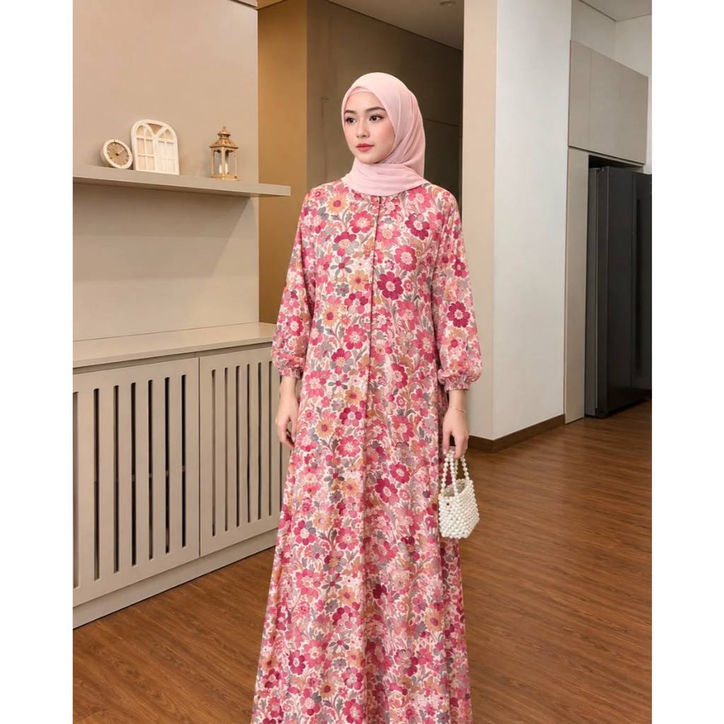 RH COL - Becca Dress Bahan Katun Rayon Variasi Kerah Shanghai Lengan Panjang Karet Busui Friendly Si