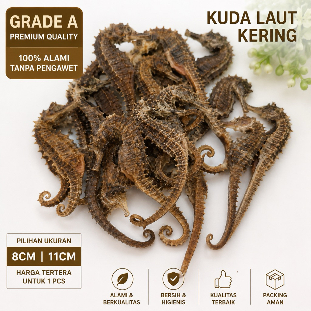 Kuda Laut Kering Grade A 8CM - 11cm Premium Kualitas Super Kuda Laut Kering Pilihan Natural Kering U
