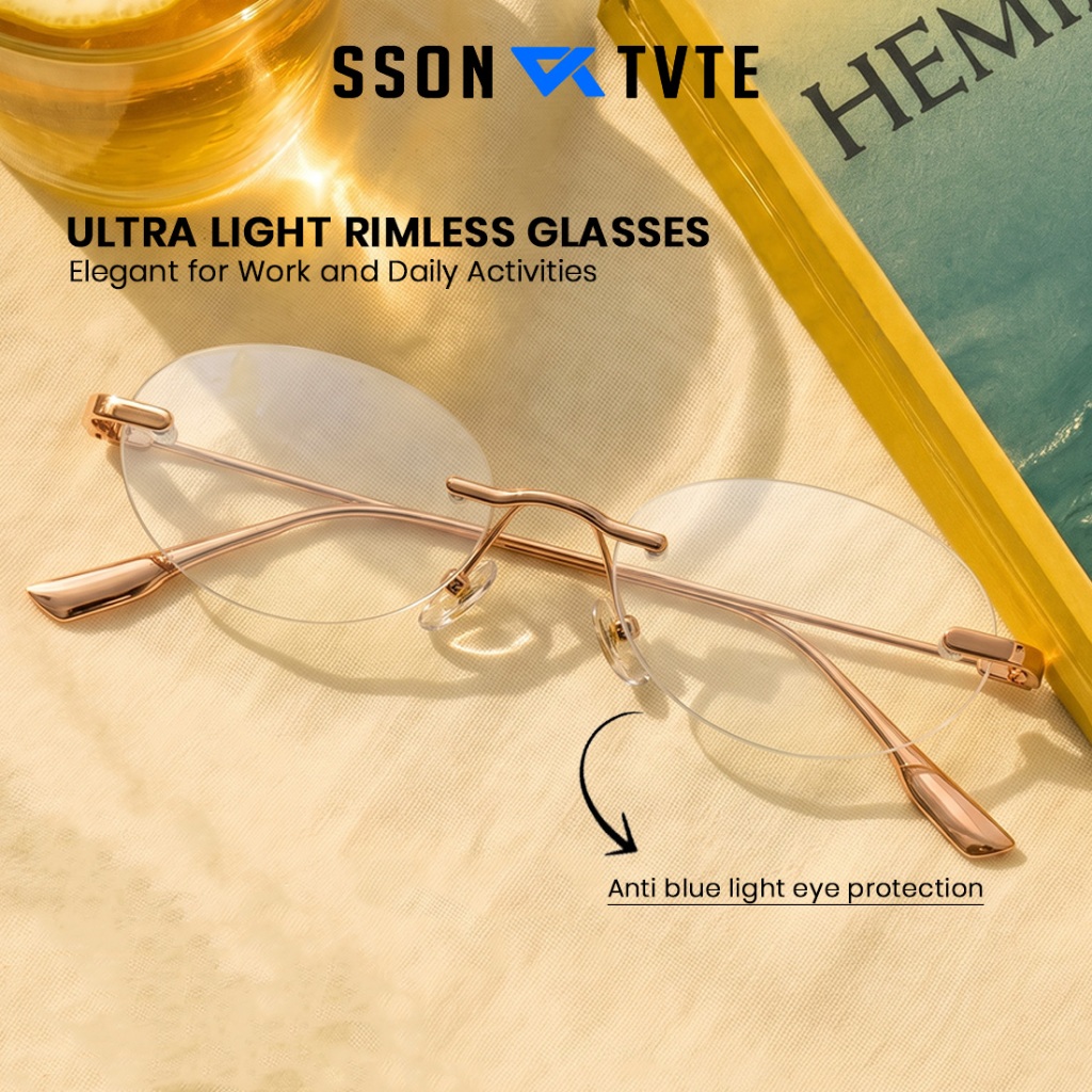 SSON TVTE Kacamata Photocromic Minus Bluecromic Anti Radiasi Blueray Kaca Mata Optik Wanita Pria Rim