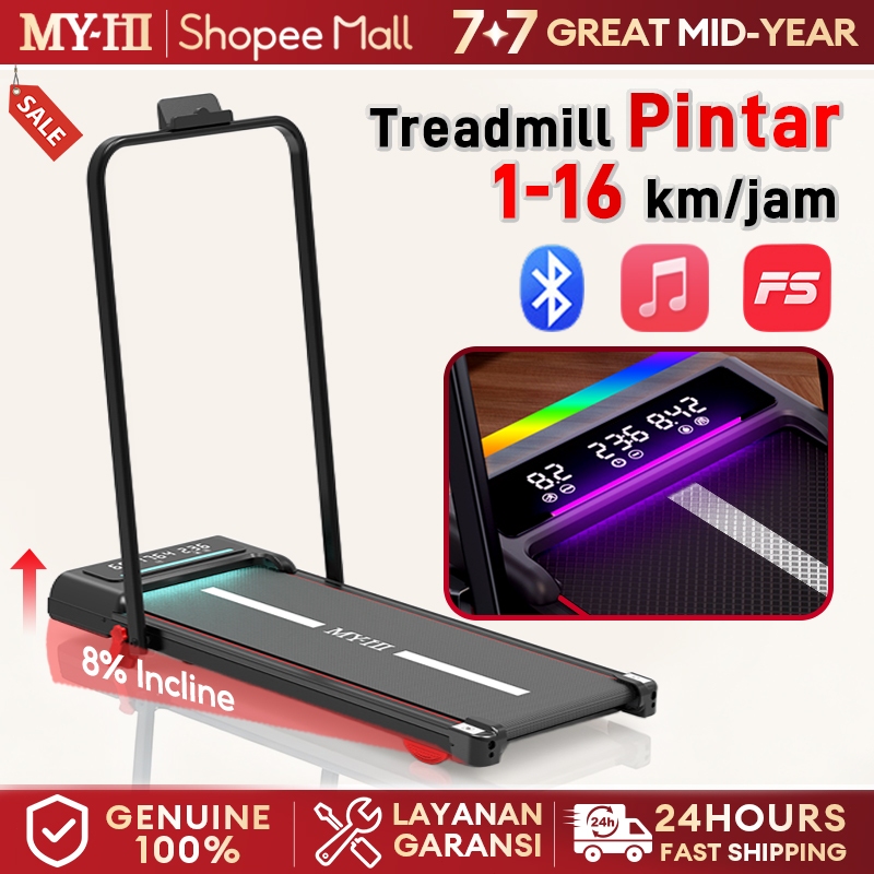 MY-HI Treadmill Portable B40-UP/T3 8° Incline Bluetooth APP Treadmill Elektrik listrik lipat Walking