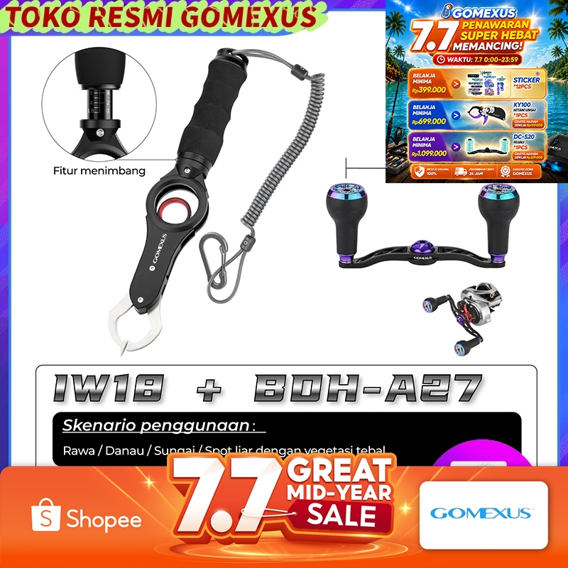 Gomexus HeavyGame Set Alat Pancing Lip Grip Tang Pancing Power Handle Alat Casting Gabus Toman Paket