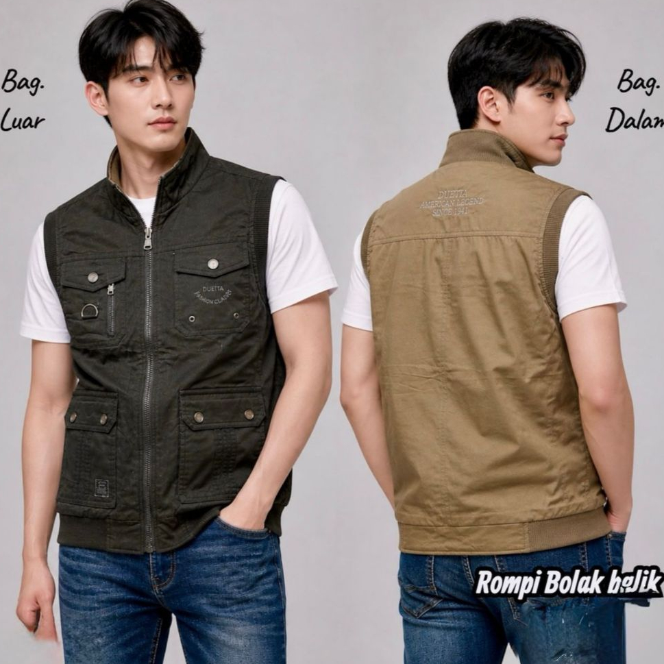 Rompi Import Touring Motor Loreng Pria | Vest Tactical Casual Outdoor Lapangan