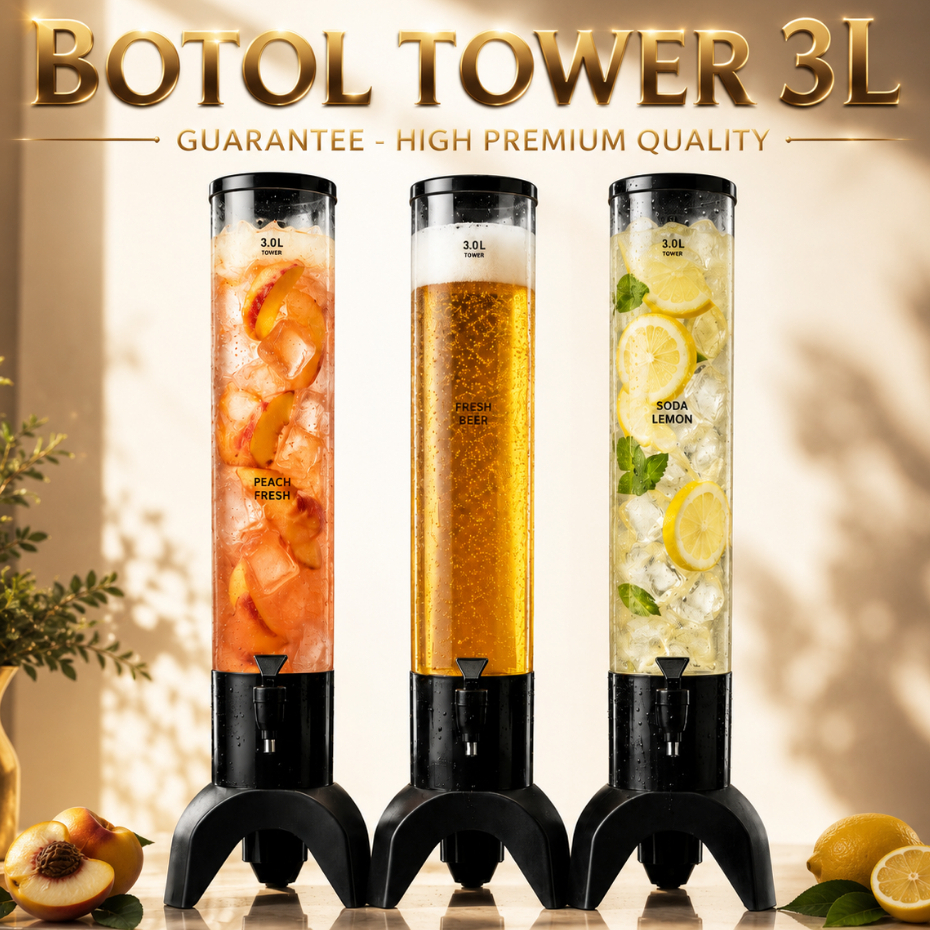 BERGARANSI Botol Tower 3 Liter Berkualitas Premium Garansi 1 Bulan Botol Tower Kafe Bar Resto Pub Ad