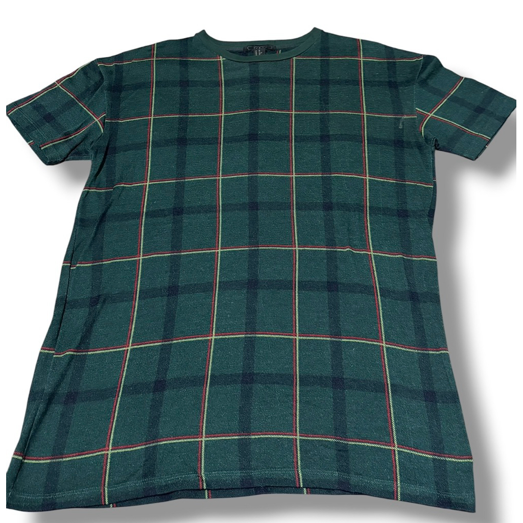 FOREVER 21 MEN T-Shirt Plaid Hijau Preloved