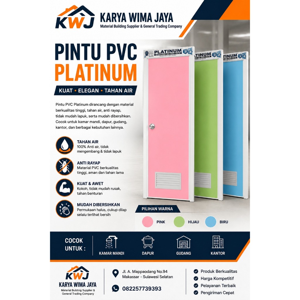 Pintu PVC Platinum / Pintu Kamar Mandi