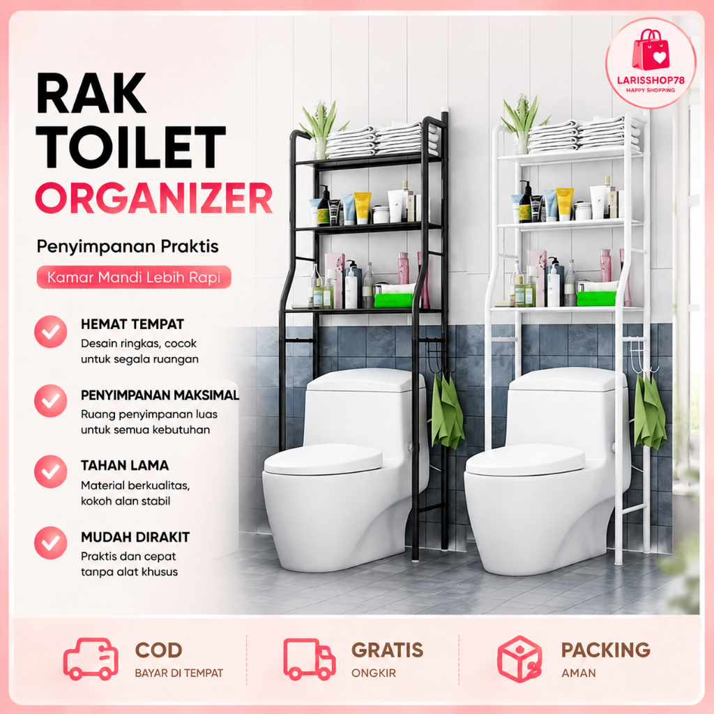 Rak Toilet Besi Anti Karat Rak Toilet Kloset Duduk Rak Toilet Organizer Rak Toilet