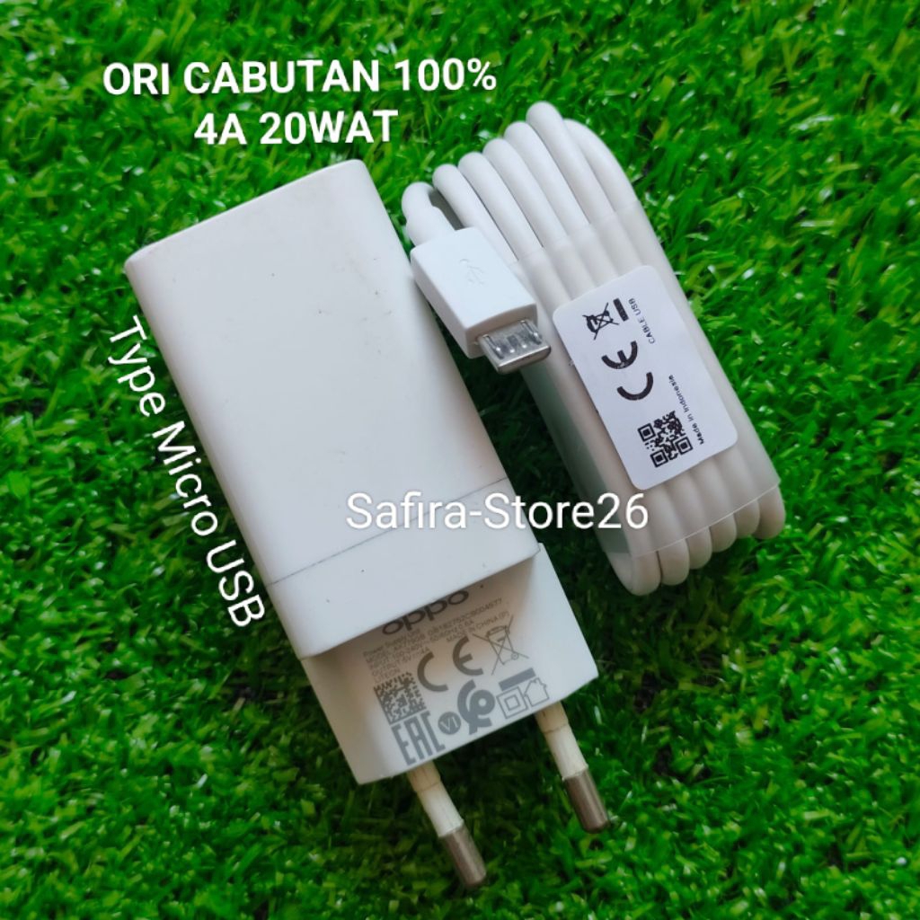 Charger Oppo ORI 4Amper 20Wat A1k A11k A12 A15 A15s A16e A16k A17 A17k A31 A3s A5s A7 F5 Type Micro 