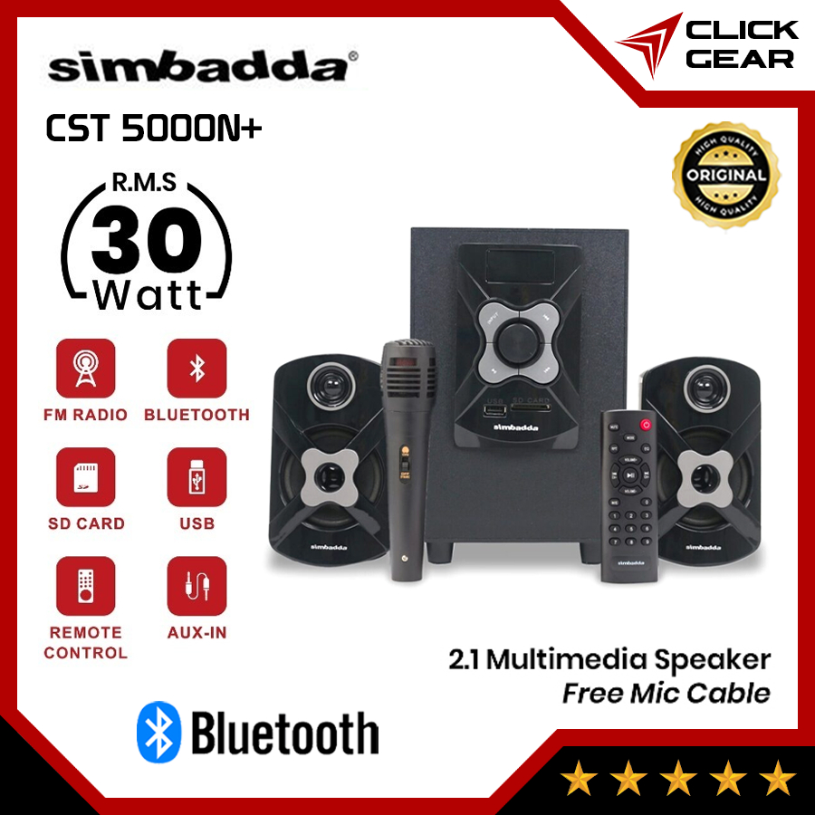 SIMBADDA CST 5000N+ FREE MIC - Speaker Desktop 2.1 Wireless Bluetooth Mic Microphone Mikrofon Subwoo