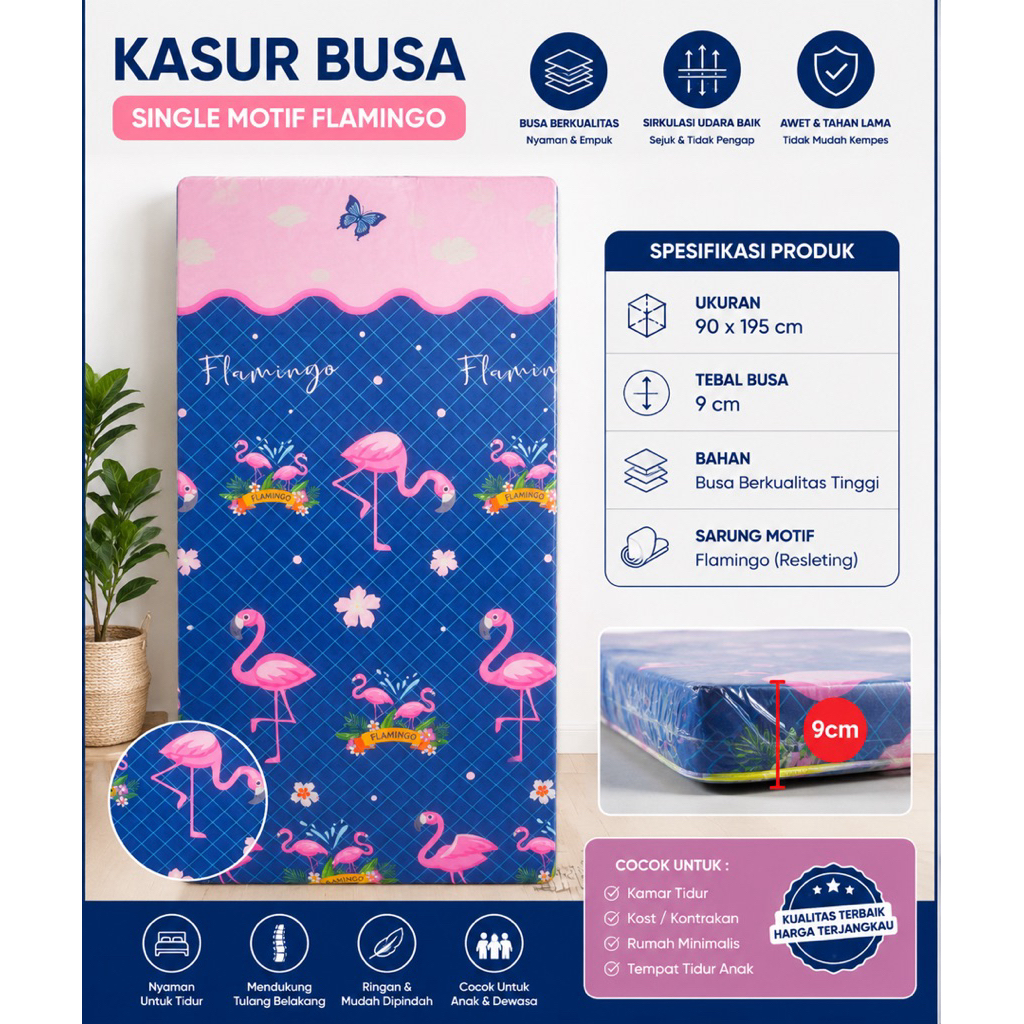 KASUR BUSA SINGLE MOTIF UK 90 x 195 CM / KASUR BUSA UKURAN SINGLE (SENDIRI) / KASUR LANTAI LIPAT / K