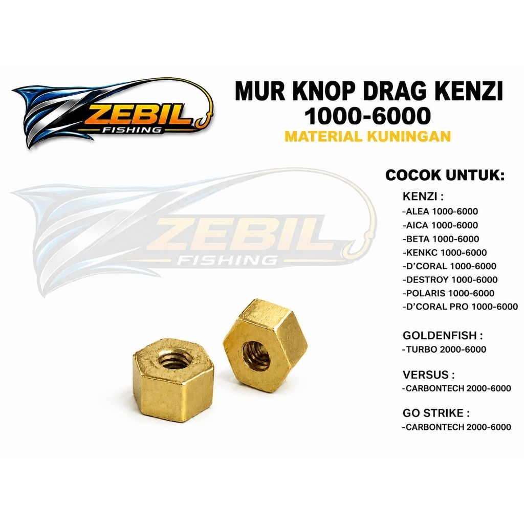 Mur Knop Drag Reel Kenzi 1000–6000 Kuningan | Drag Nut Brass Berkualitas untuk Reel Spinning