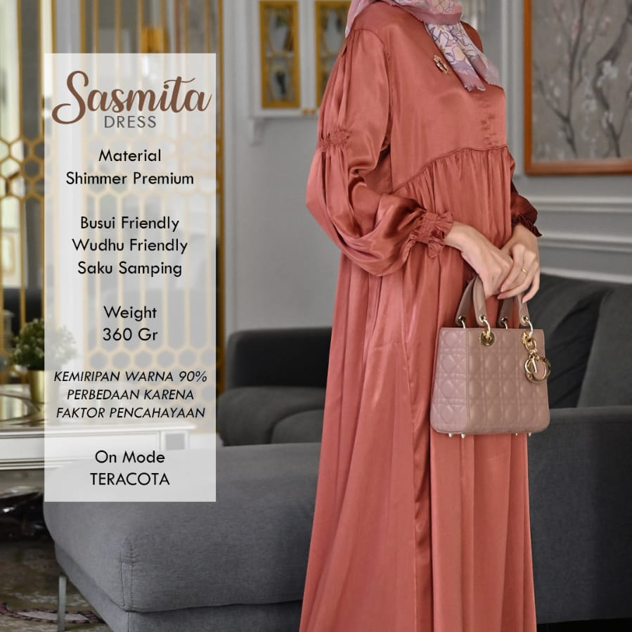 Sasmita Dress Original Quail Gamis Wanita Shimer premium Gamis Shimmer Quail