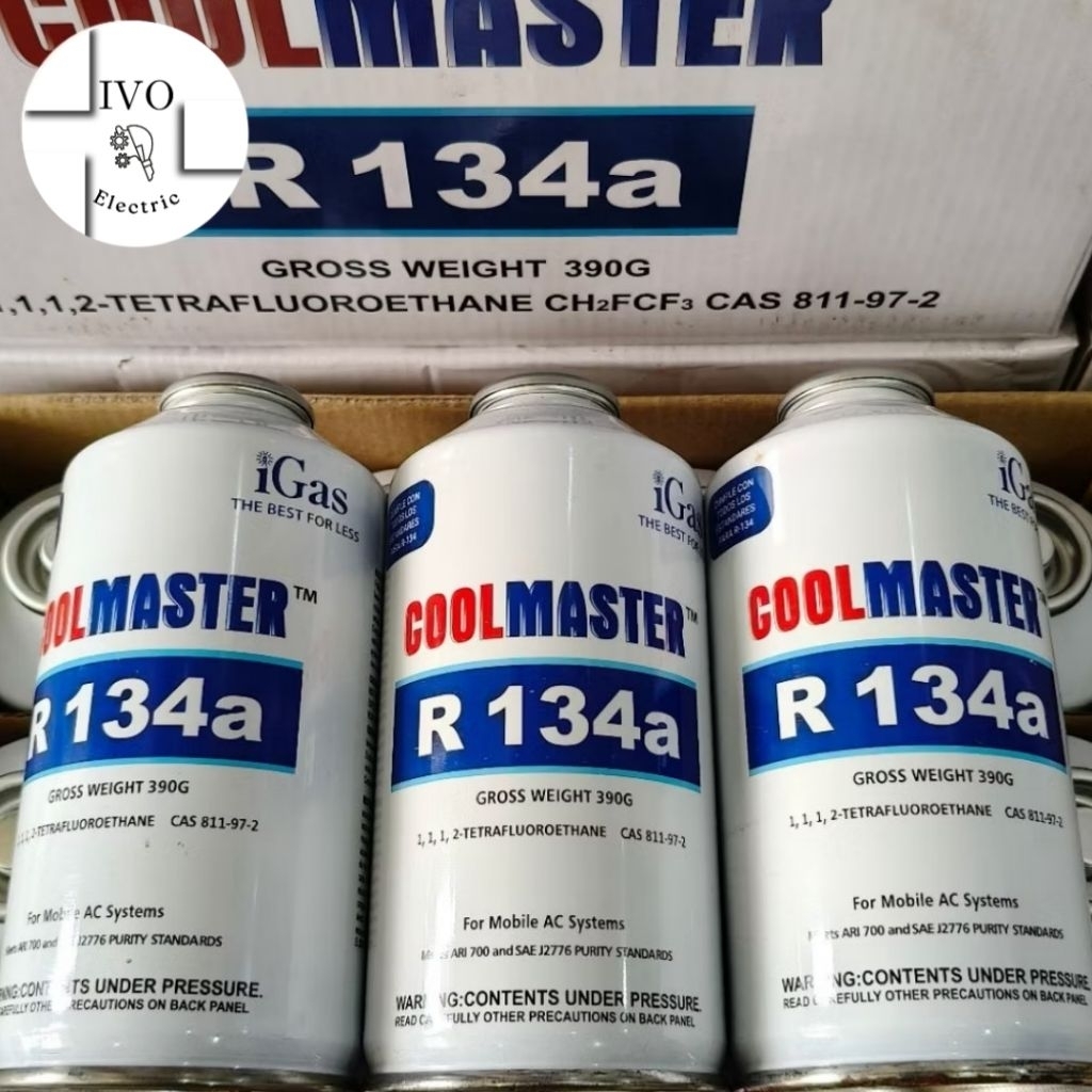 refrigerant kaleng R134A/R134/R 134. merk IGAS COOL MASTER 390 gram. harga/kaleng