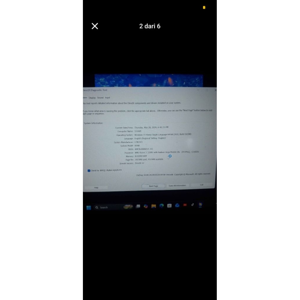 laptop Lenovo Ideapad ryzen 3