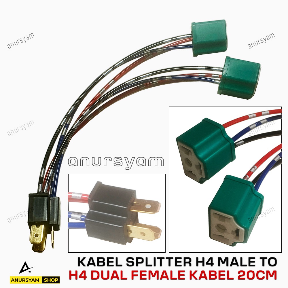 Socket Splitter H4 Male to H4 Dual Female - Adaptor Soket Konverter H4 to H4