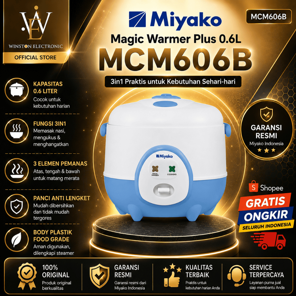Miyako MCM-606 Rice Cooker 0.6L Putih - Magic Com Mini