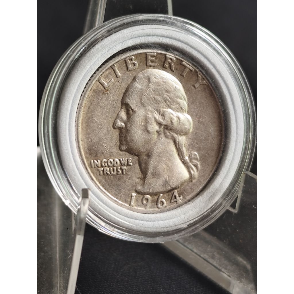 koin perak kuno liberty quarter 1964+bonus koin quarter 1970