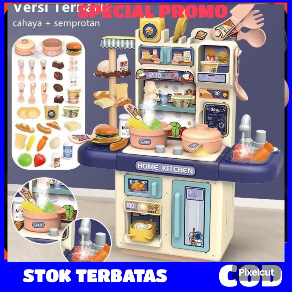 DREAM KITCHEN HOME KITCHEN Mainan Anak House Kitchen Cook Set Lampligh/mainan kitchen set set anak p