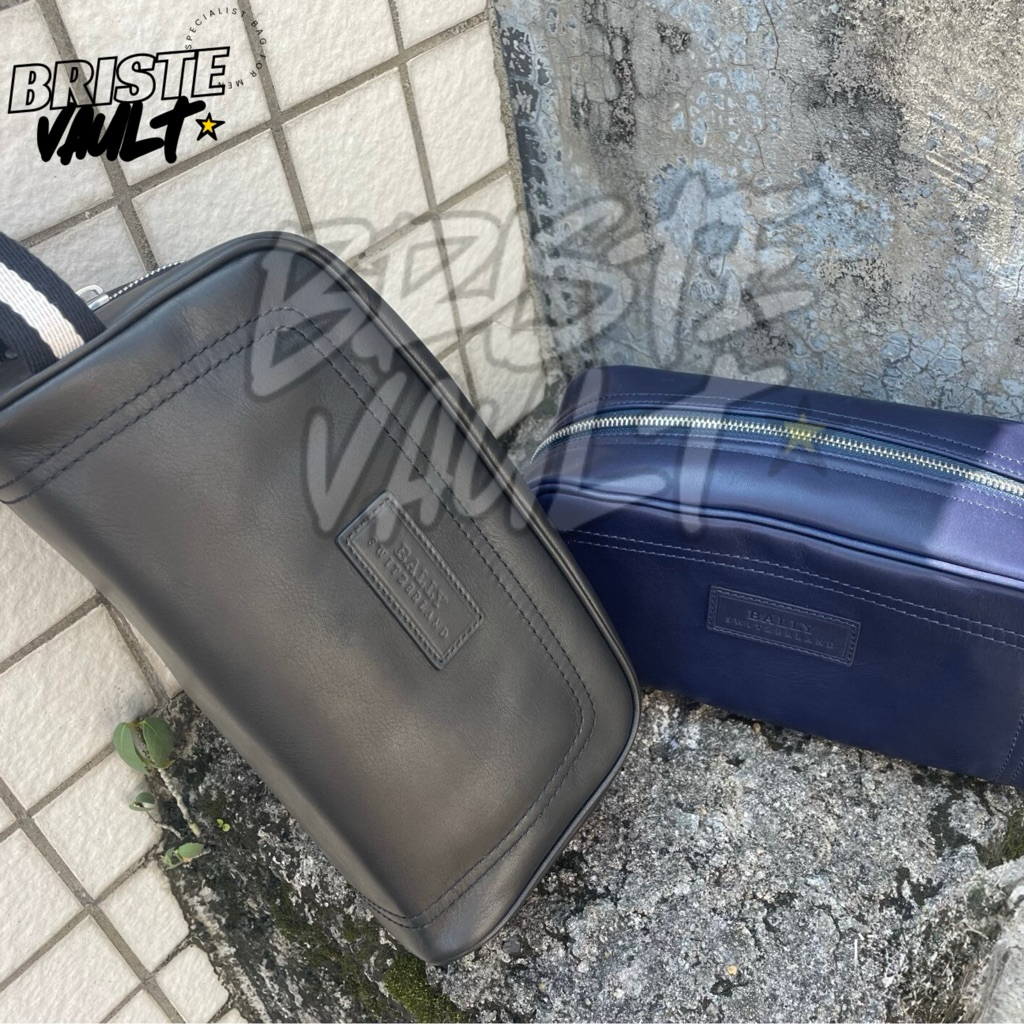 BRISTE VAULT Pouch Bally Takimo Wash Bag Leather Original Authentic 100%