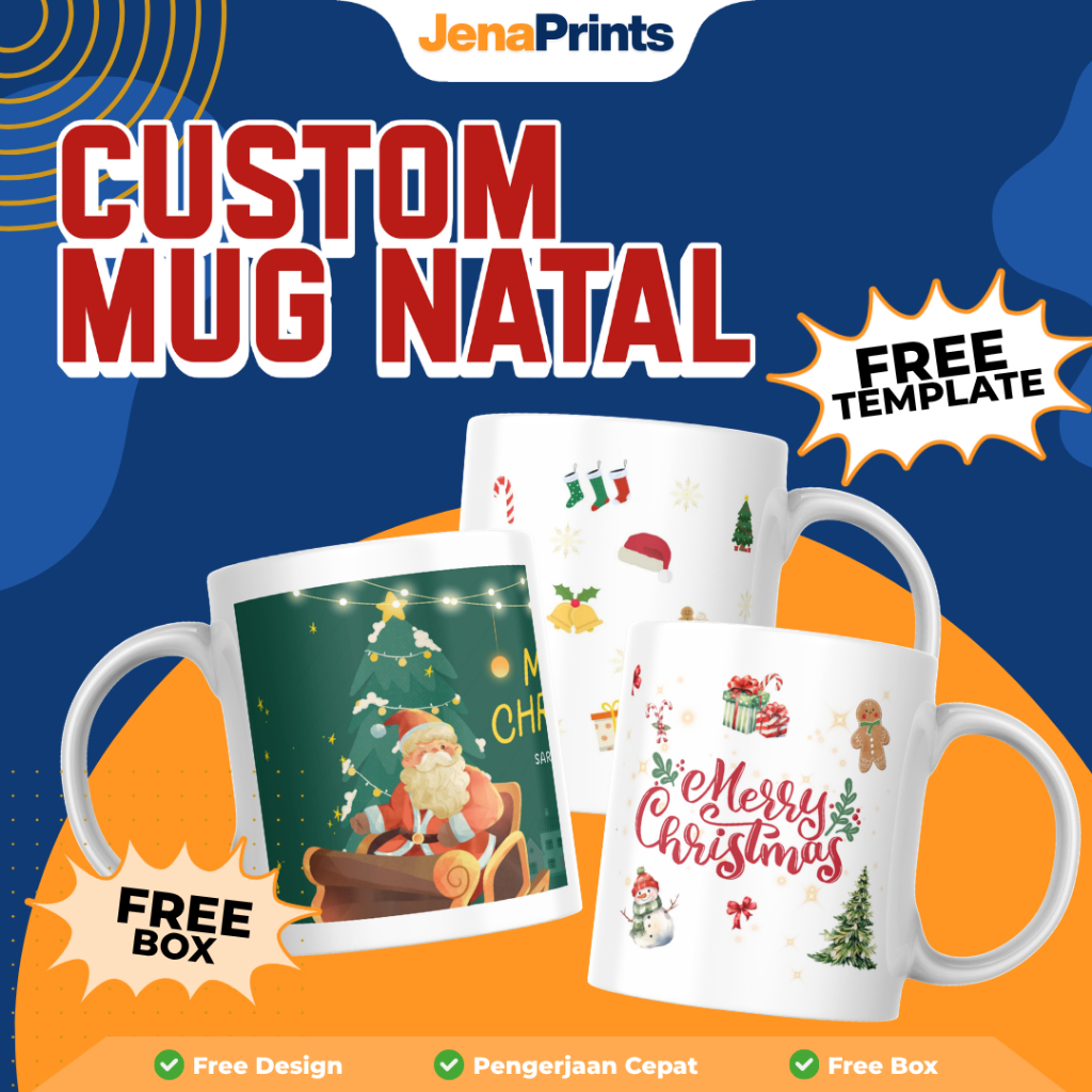 Custom Mug Natalan | Custom Mug Natal | Hampers Natal| Mug Custom Bebas Desain | Souvenir Natal | Mu