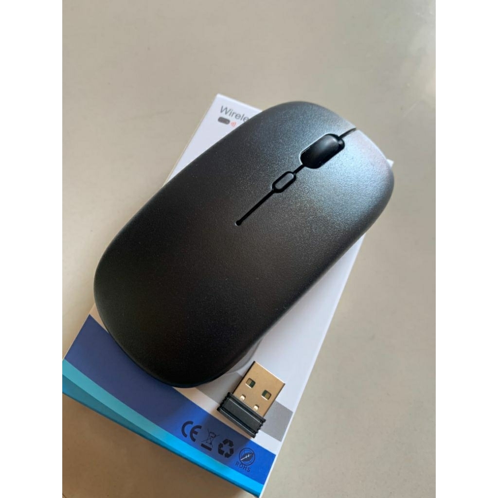 Mouse wireless Slim  -Mouse buetooth + Dongle USB (Warna Hitam)