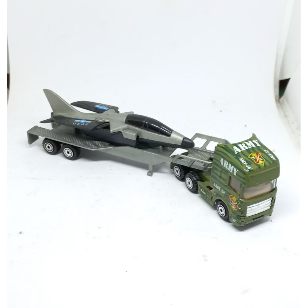 pioneer pro engine scania r series flatbed transporter truck hauling a fighter jet aircraft loose di
