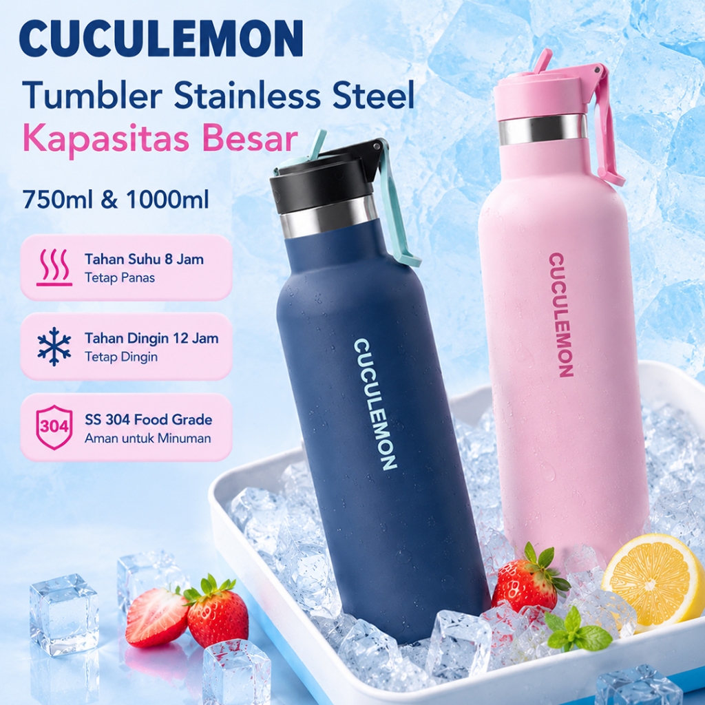 Cuculemon Termos Sport Vacuum Insulated 1000ML Tumbler Stainless Steel Tahan Panas & Dingin 24 Jam