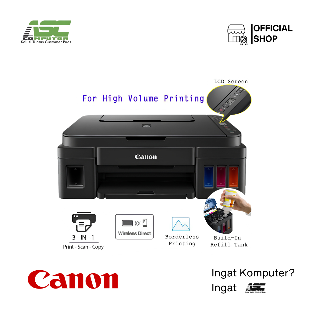 Printer Canon G2010 All-in-One Printer Dengan Scanner Fotocopy A4 Garansi Resmi