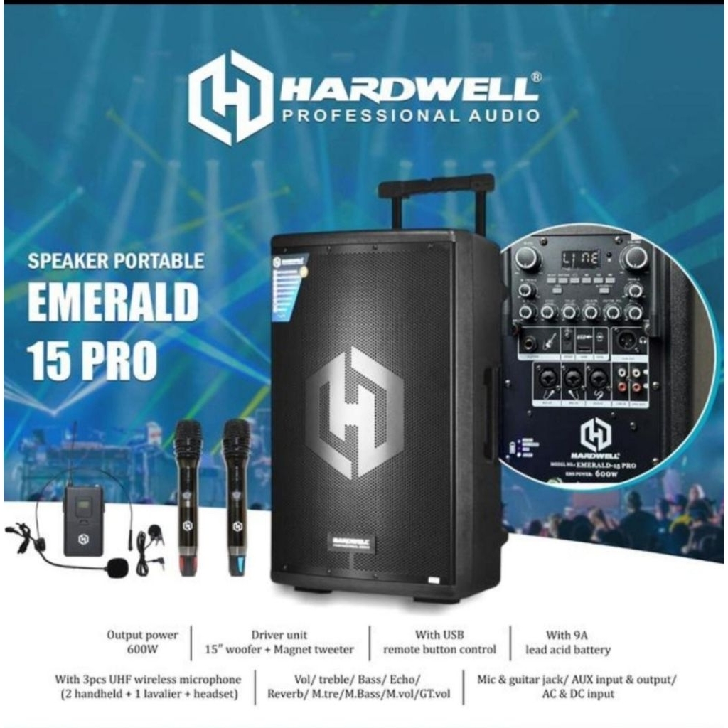 SPEAKER PORTABLE HARDWELL EMERALD 15 PRO