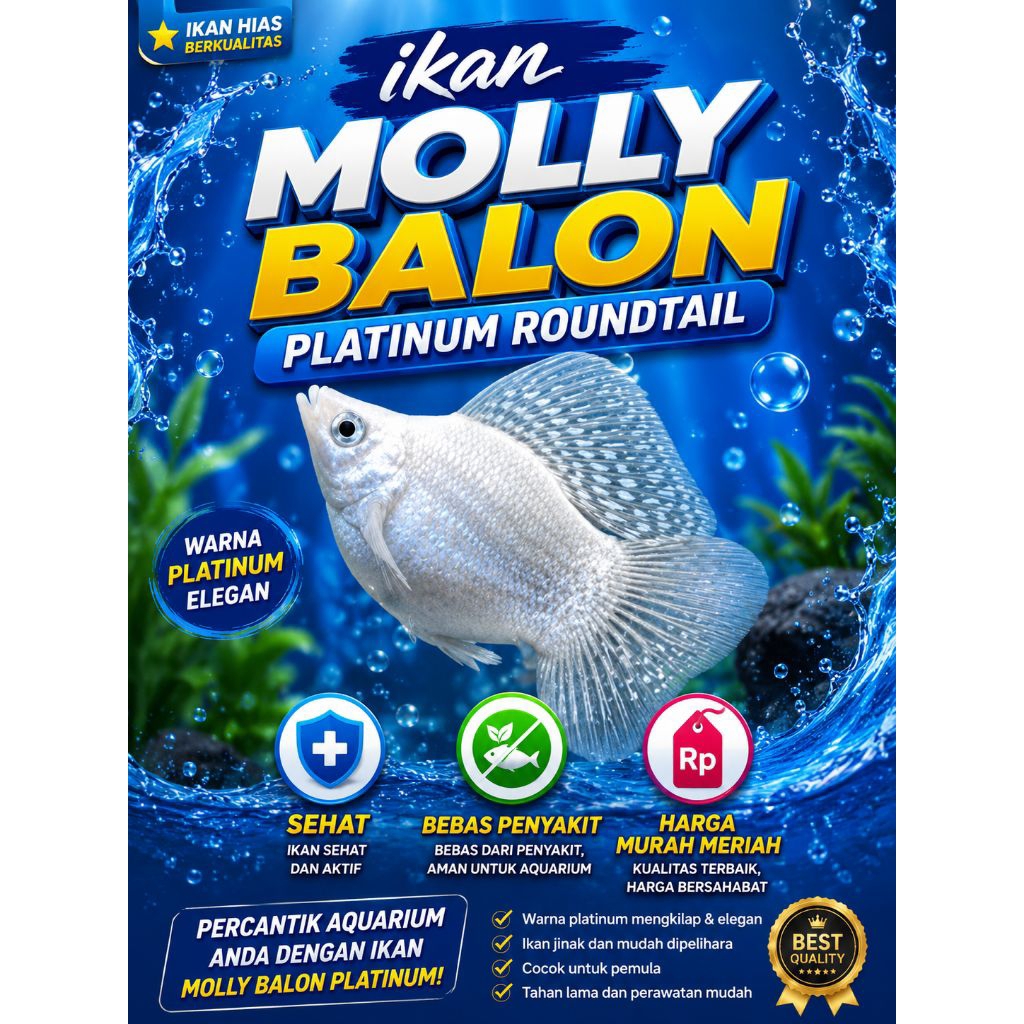 ikan molly balon platinum