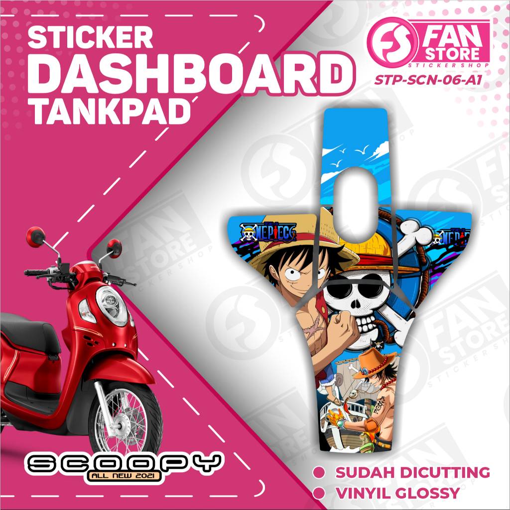 Stiker Dashboard Deck Dashboard Tankpad Scoopy Motif Anime Sea Adventure - Sticker Striping Dashboar