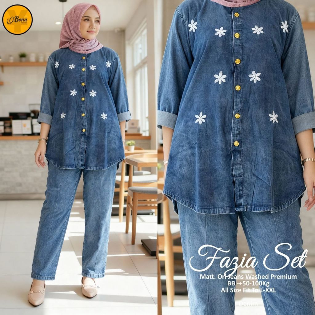 FAZIA SET BB 48-75 KG MECCA JEANS SET//STELAN WANITA HIGH QUALITY/MECCO SET