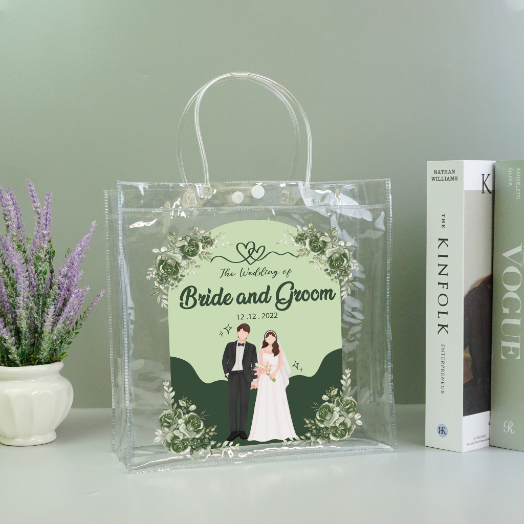 Tas Mika Bridesmaid Bening Transparan / Tas Mika Custom Souvenir Wedding / Tas Kain Bridesmaid / Tas