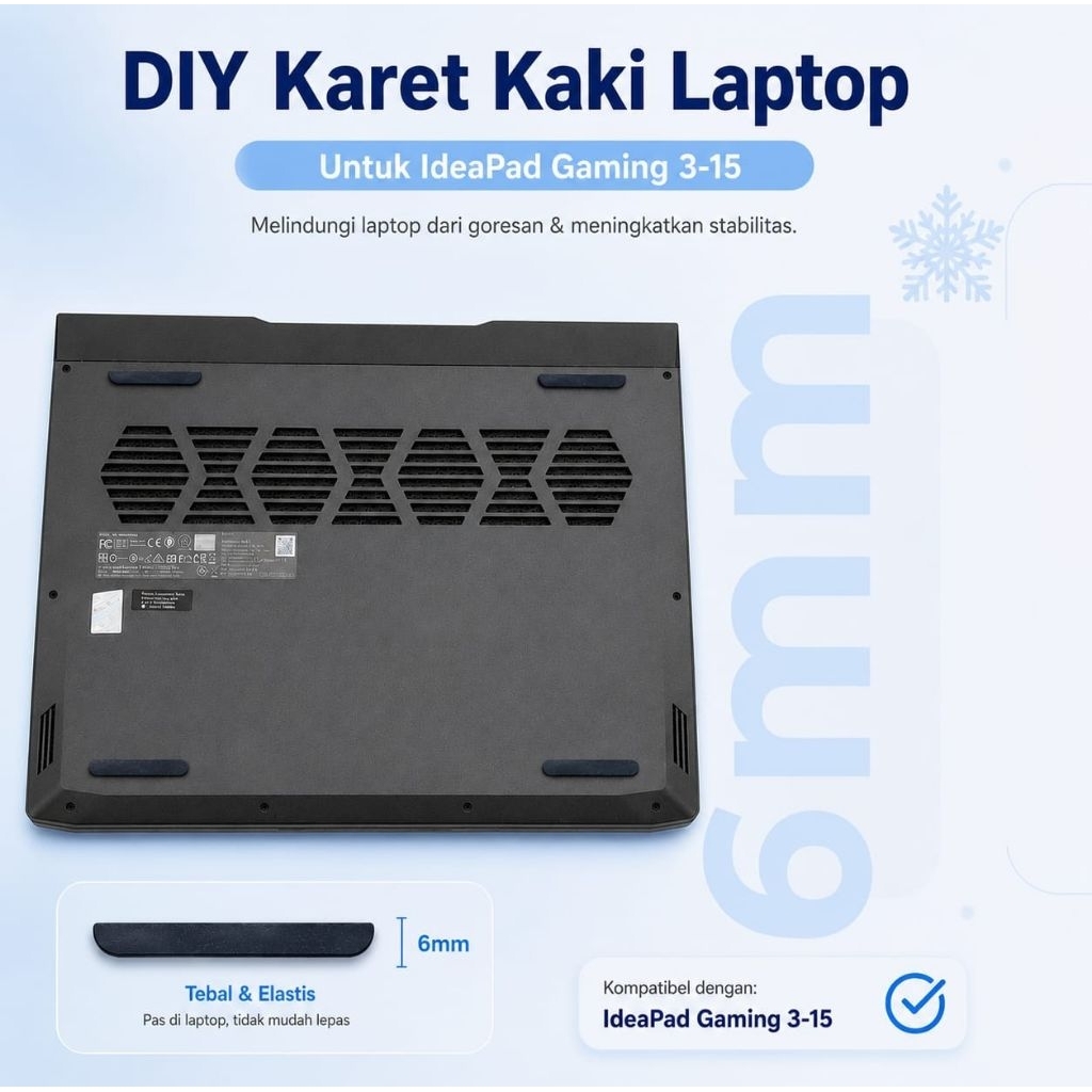 DIY UNIVERSAL Karet Kaki Laptop Lenovo IdeaPad Gaming 3-15 Lenovo IdeaPad Gaming 3-15ACH6 Lenovo Ide