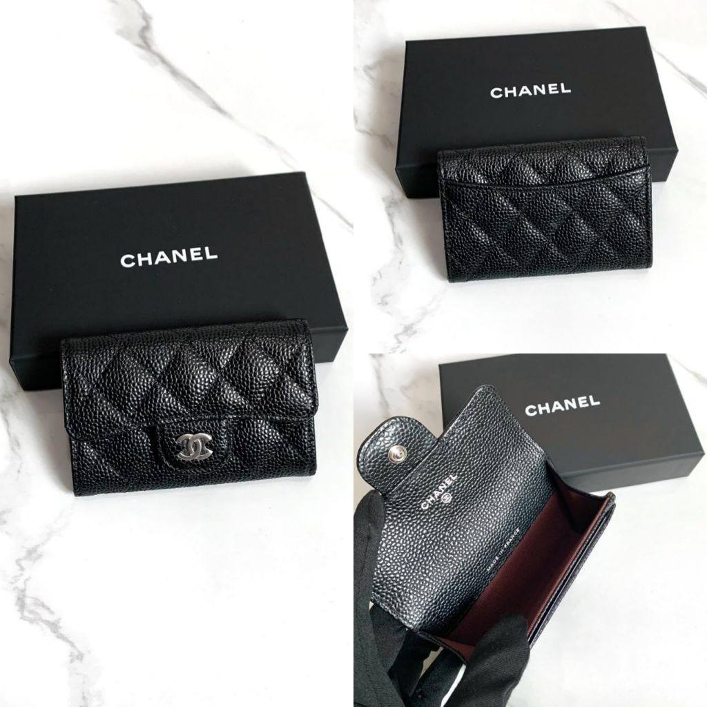 Chanel Classic Card Case Flap Caviar Black SHW