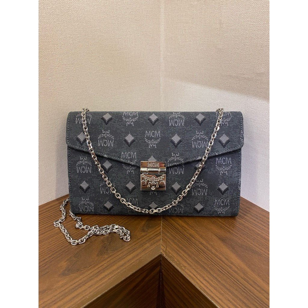 Tas Woc mcm Aren canvas crossbody bag dark grey
