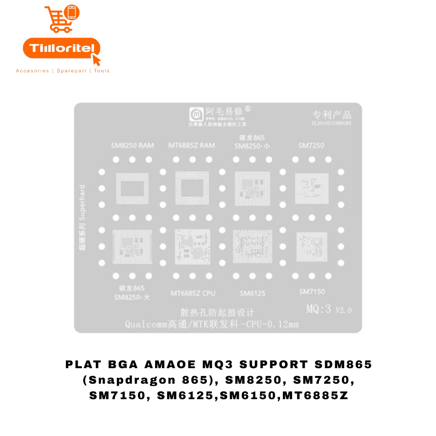 PLAT BGA AMAOE MQ3 SUPPORT SDM865 (Snapdragon 865), SM8250, SM7250, SM7150, SM6125,SM6150,MT6885Z