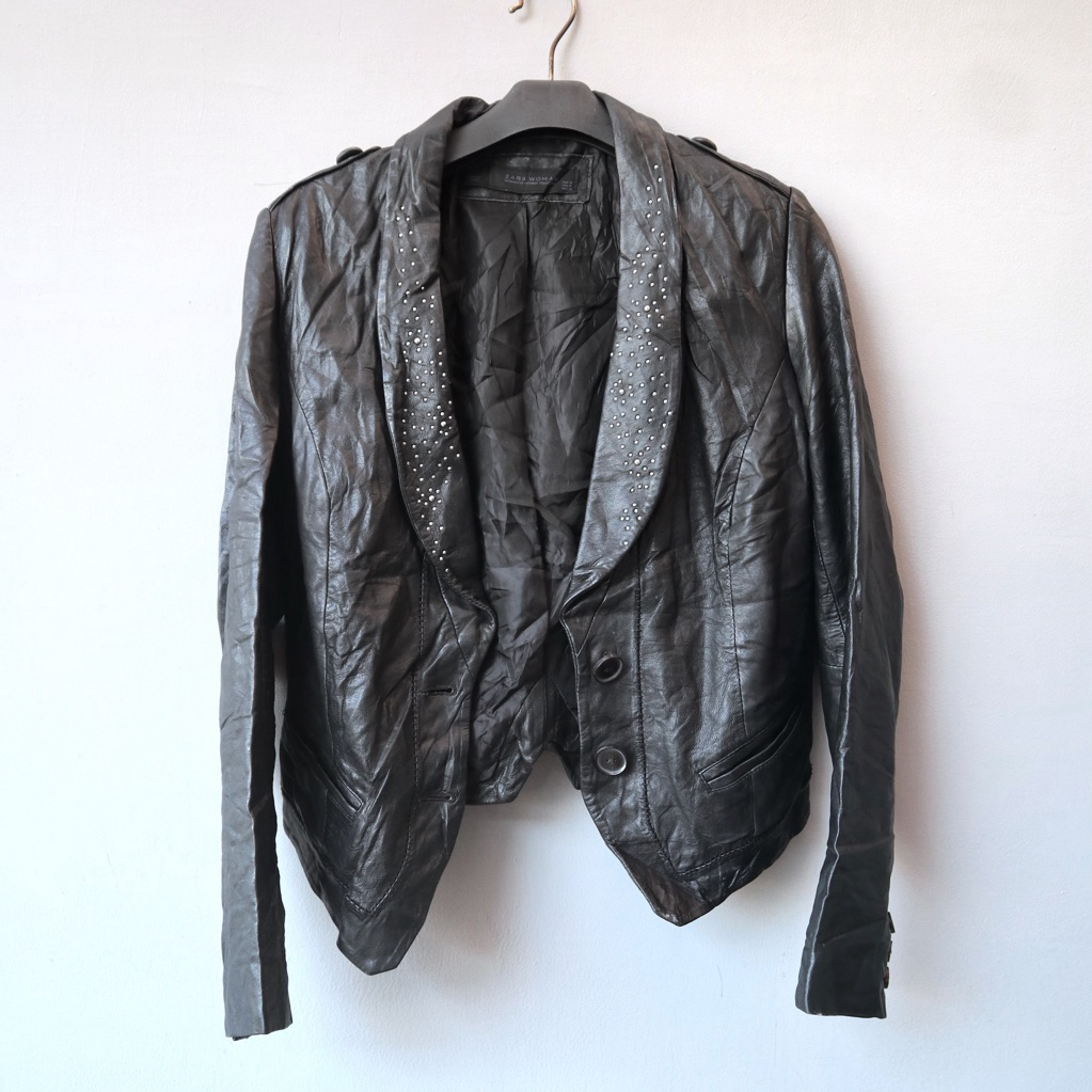Zara kulit domba size M blazer kulit jas jaket kulit asli casual slim cewek wanita real leather jack