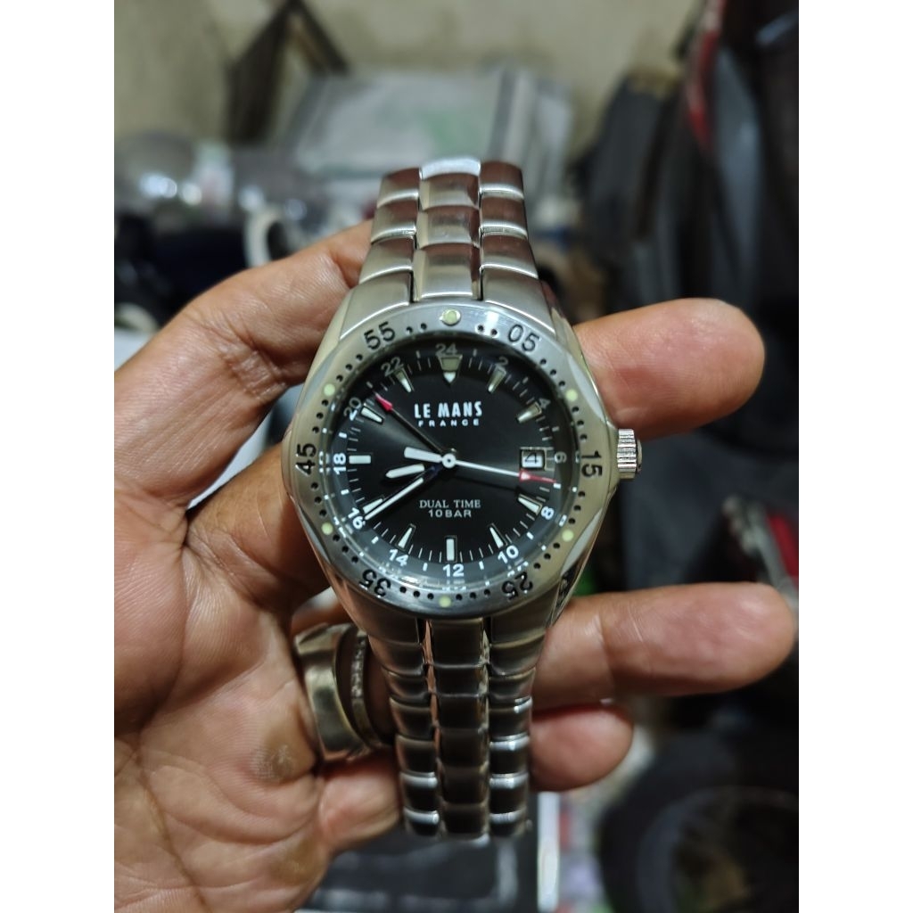 Jam Tangan Le Mans Dual time Diver Quartz