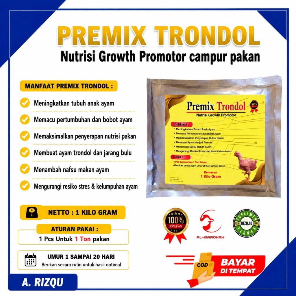 PREMIX TRONDOL - Nutrisi Growth Promotor untuk Ayam ** Premix untuk pakan ayam broiler - suplemen ay