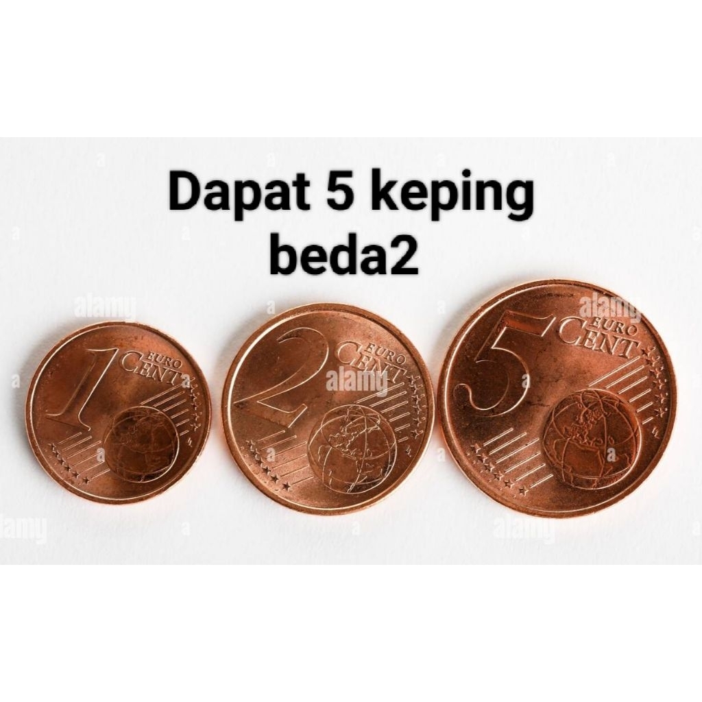 5 keping koin 1 cent euro 2 cent euro 5 cent beda2