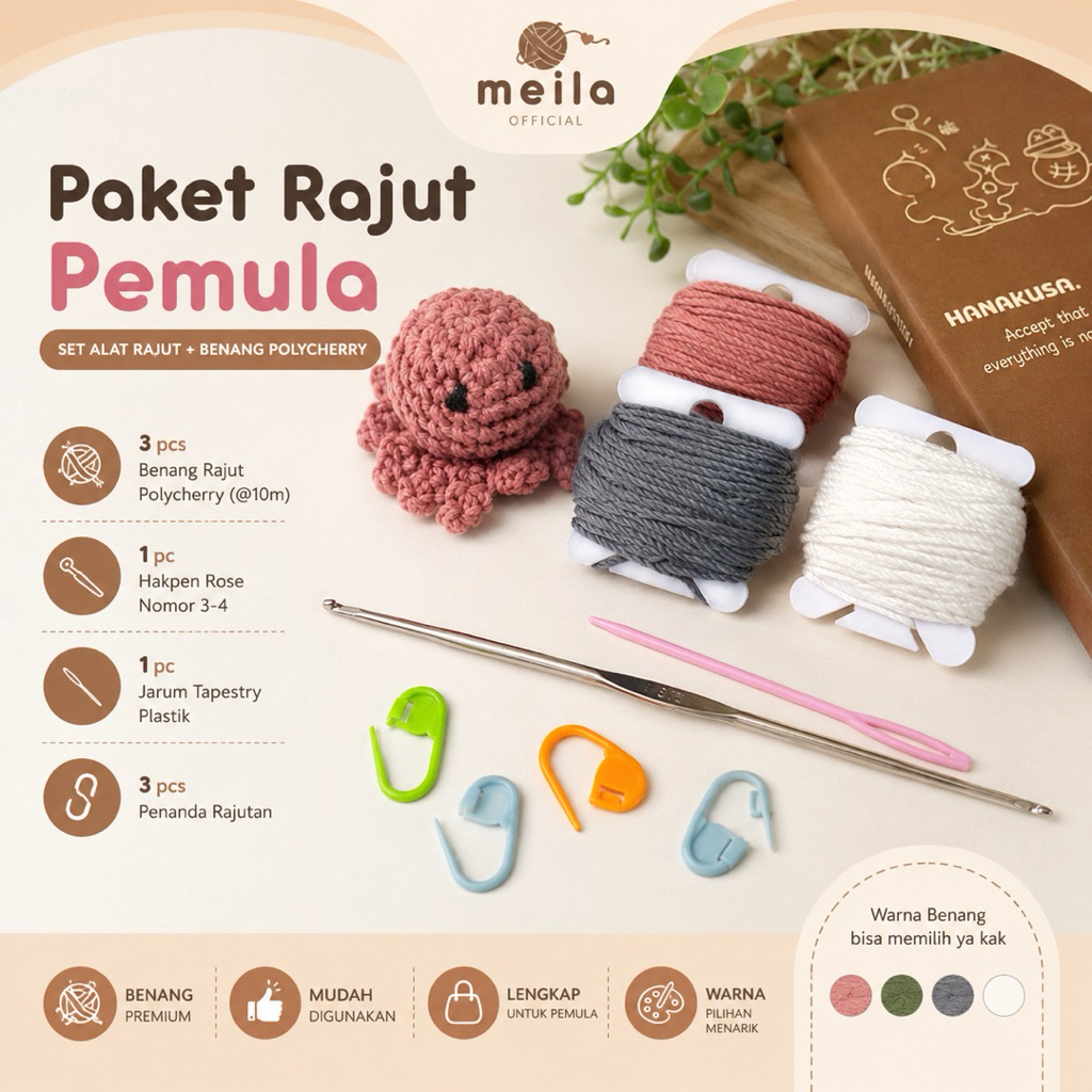 Set Alat Rajut Lengkap untuk Pemula Paket Rajut Pemula