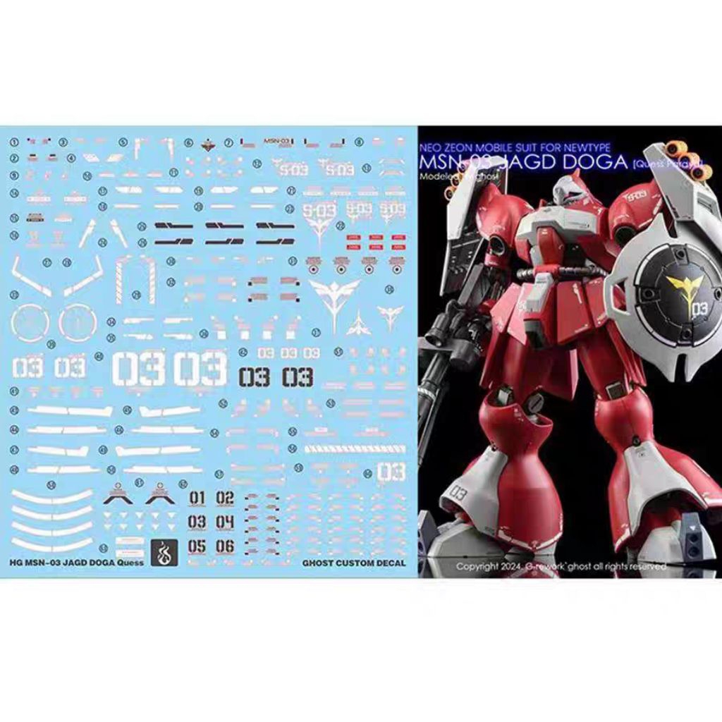 HGUC 1/144 MSN-03 JAGD DOGA QUESS VER. WATER DECAL GHOST CUSTOM DECAL