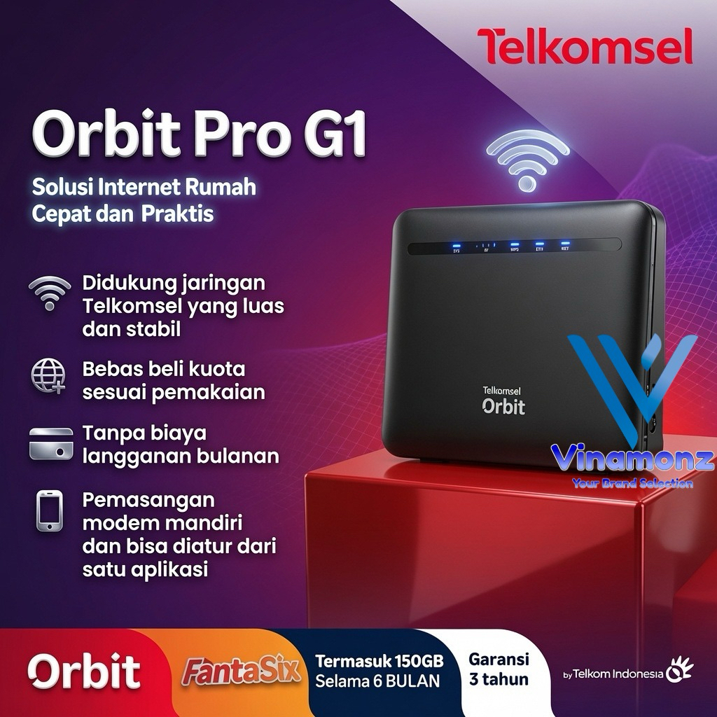Telkomsel Orbit Pro G1 4G HKM288 Modem Home Router WiFi Dual Band Cat.6 Free Fantasix 150GB