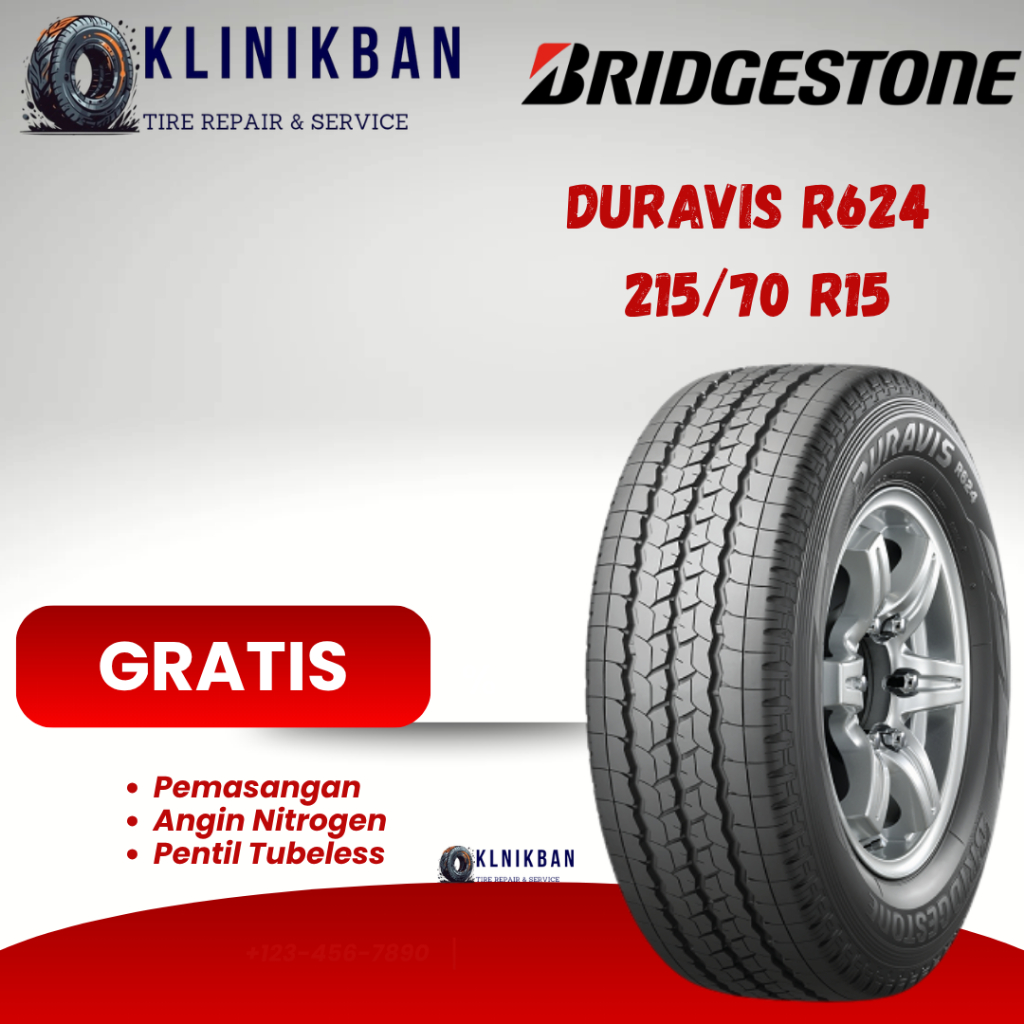 Ban Mobil Bridgestone Duravis 215/70 R15 R624-*PR Untuk Hiace Taruna