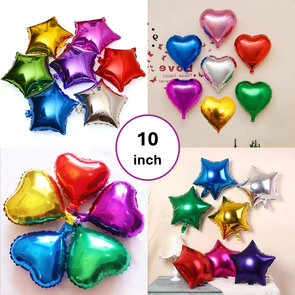 BF10IN Balon Foil Mini 10inch 10"  Balon Foil Love Star 25cm Hati Bintang Bahan Buket Bunga Balon De