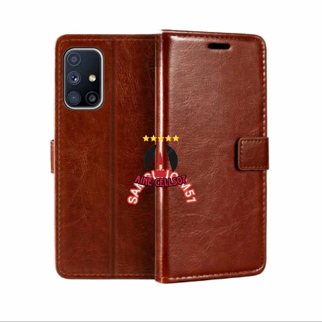 Flip Case SAMSUNG M51 Leather Case Dompet Kulit Premium Terbaru